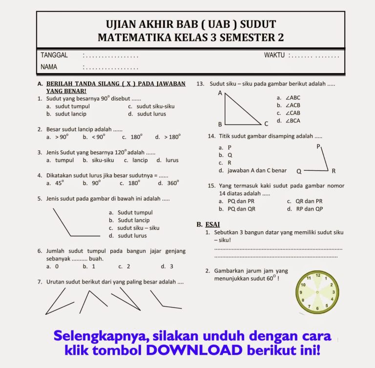 10 Bocoran Soal Essay Matematika Kelas 3 SD Semester 2 yang Sering Muncul Saat Ujian