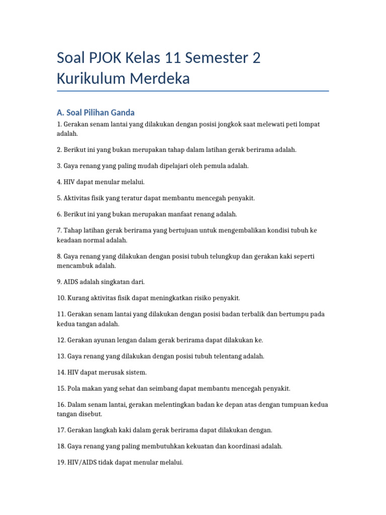 7 Rahasia Latihan Soal PJOK Kelas 11 Semester 2 yang Sering Muncul di Ujian Akhir 2026