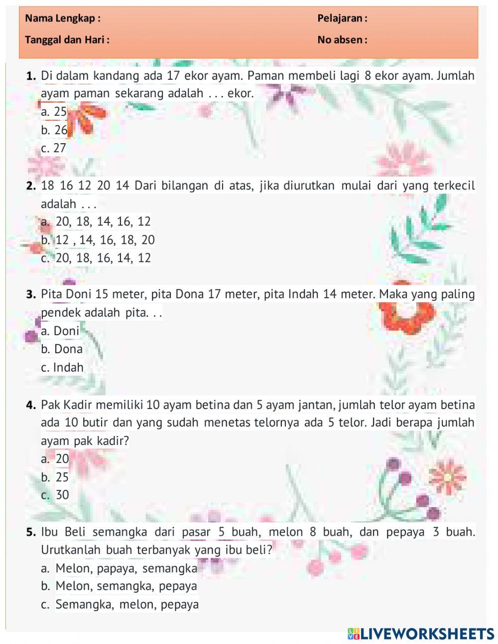 Mengukur Pemahaman Contoh Soal Ulangan Harian Kelas 1 Semester 2 yang