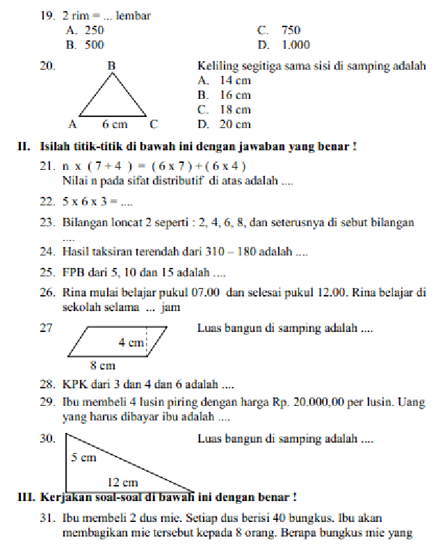 soal pat kelas 4 semester 2