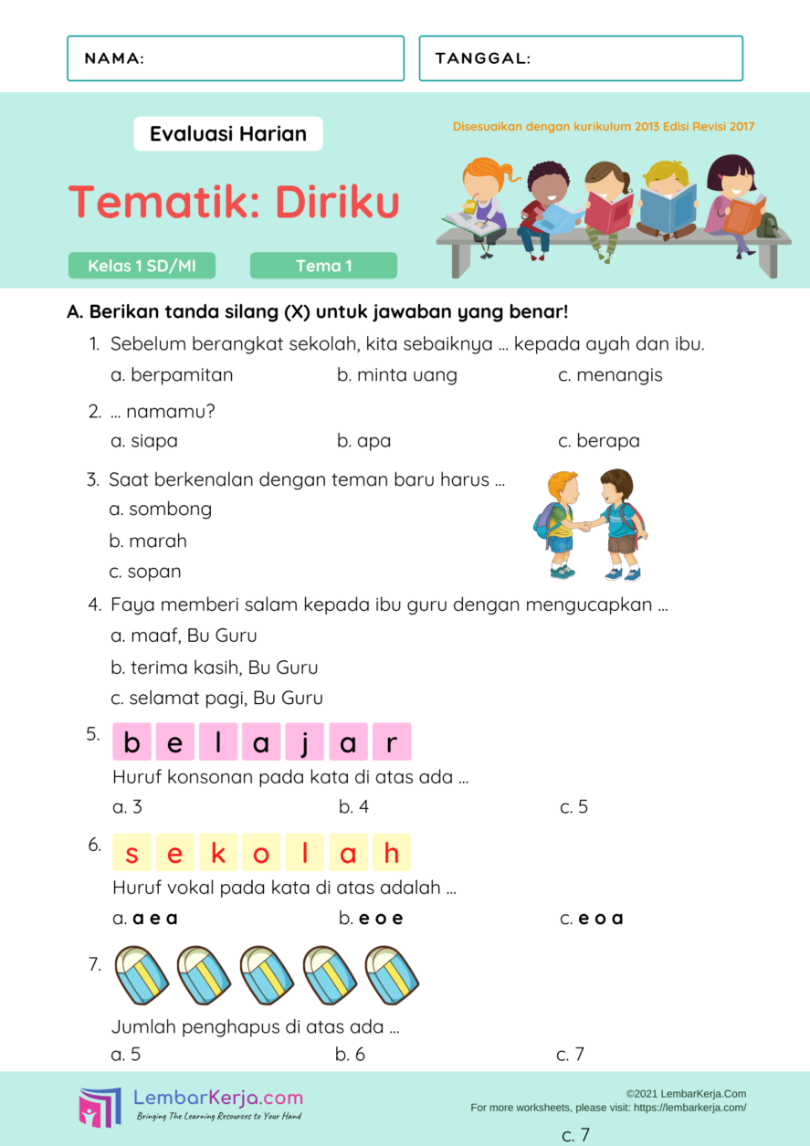 soal tema 4 kelas 1 kurikulum 2013