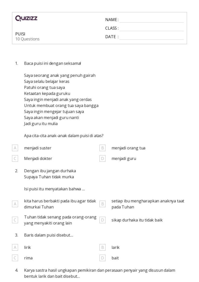 10 Contoh soal tentang puisi kelas 4 sd yang sering muncul dan wajib diketahui siswa 10 Contoh soal tentang puisi kelas 4 sd yang sering muncul dan wajib diketahui siswa