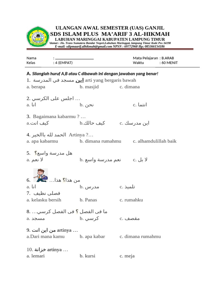 5 Fakta Tersembunyi Soal Bahasa Arab Kelas 4 Semester 1 yang Wajib Guru Tahu Sebelum Ujian