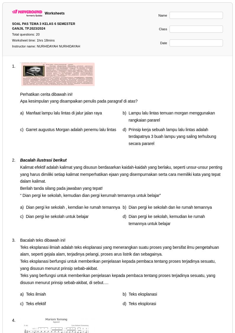 50 lembar kerja Lintas alam untuk Kelas 6 di Wayground Gratis 50 lembar kerja Lintas alam untuk Kelas 6 di Wayground Gratis