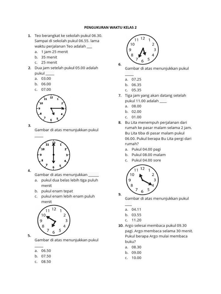 Pengukuran Waktu Kelas 2 PDF Matematika Materi guru Belajar