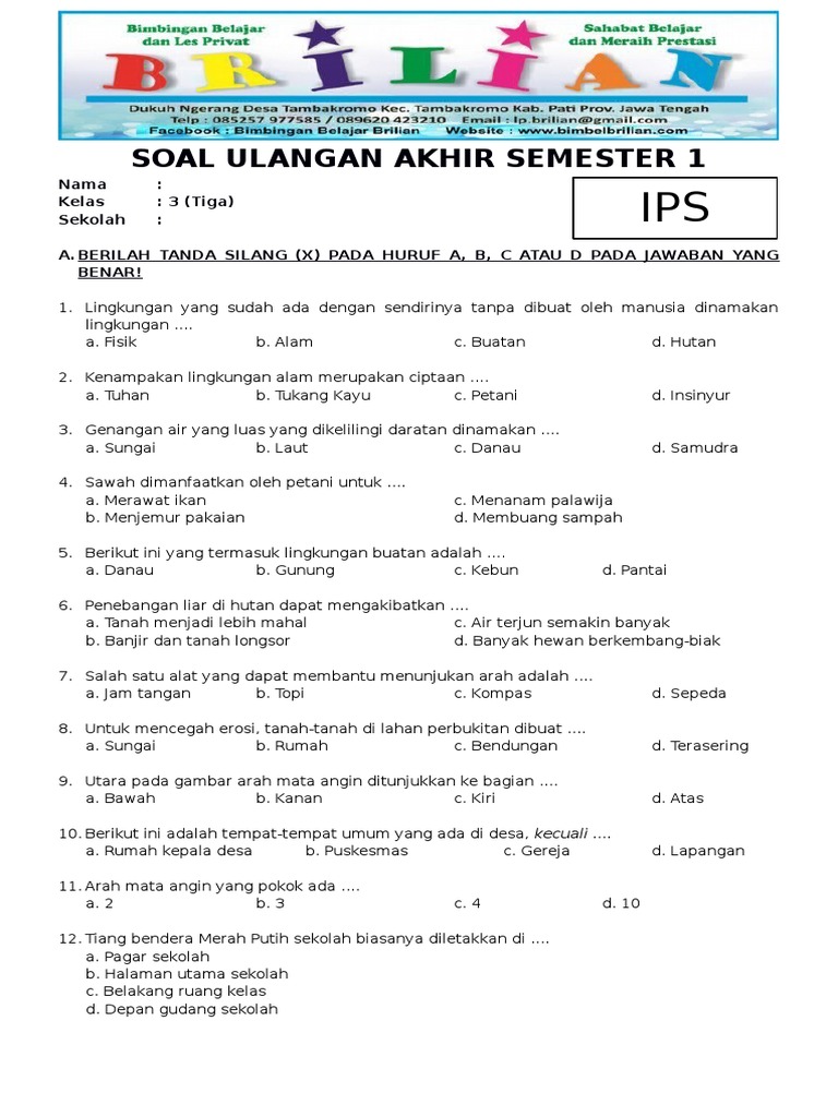 Wajib Tahu! Download Soal PAS Kelas 3 IPS Semester 2: 30 Soal dan Kunci Jawaban