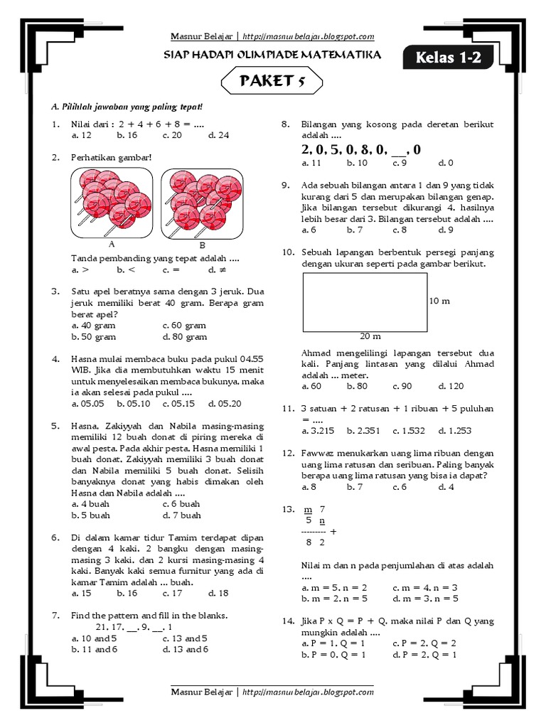 5 Rahasia Soal Olimpiade Matematika Kelas 1 SD PDF yang Jarang Diketahui Guru dan Orang Tua 5 Rahasia Soal Olimpiade Matematika Kelas 1 SD PDF yang Jarang Diketahui Guru dan Orang Tua