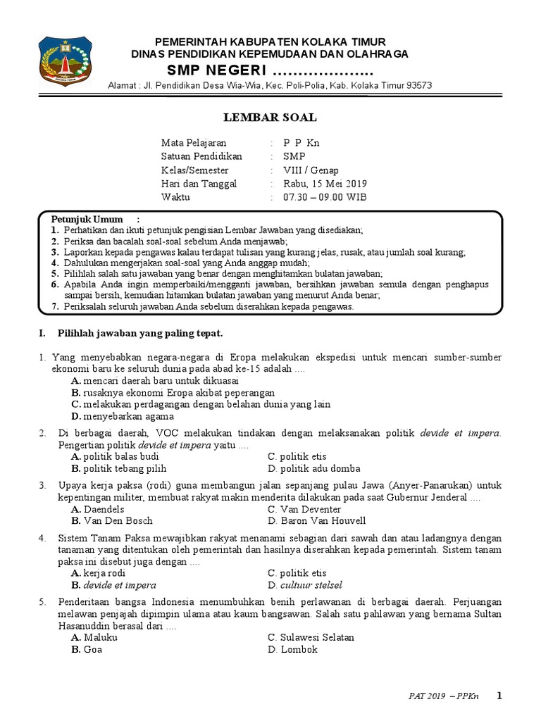 7 Contoh Soal PKN Kelas 8 Semester 2 yang Sering Muncul di Ujian, Wajib Kamu Hafal Sebelum Terlambat!
