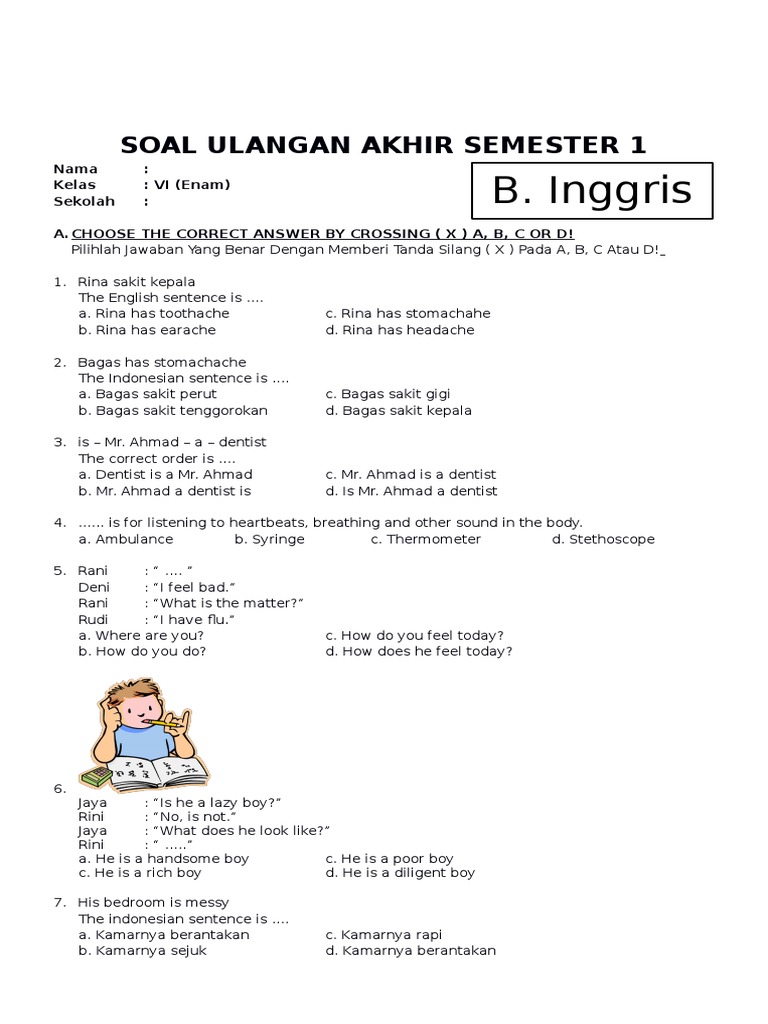 Akhirnya Tahu 7 Soal UTS B Inggris Kelas 6 Semester 1 yang Sering Muncul dan Wajib Dikuasai Sebelum Ujian