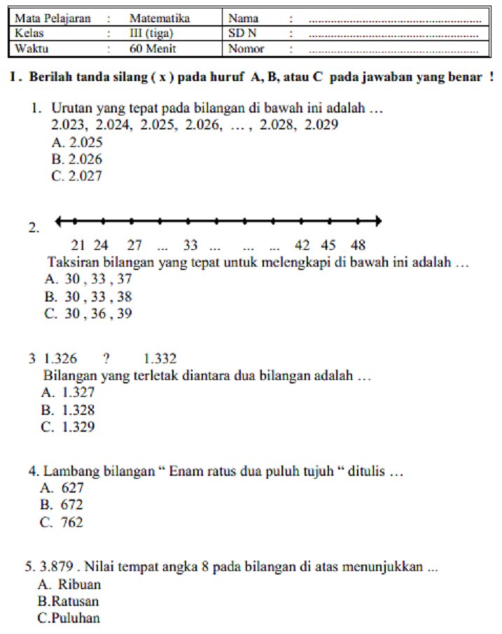 Download Soal PAS Kelas 3 SD Semester 1 Kurikulum 2013 Lengkap dengan Kunci Jawaban, Wajib Dicoba Sebelum Ujian
