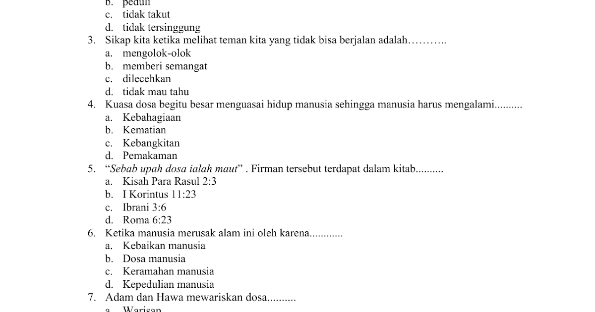 Inilah 7 Soal UTS Agama Kristen Kelas 8 Semester 1 Kurikulum 2013 yang Wajib Kamu Kuasai Sebelum Terlambat