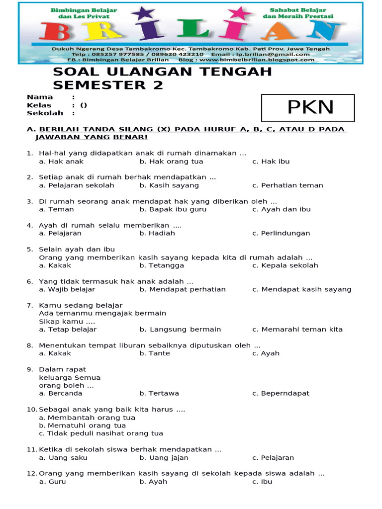 Terbukti 7 Tips Jitu Menghadapi soal ujian pkn kelas 1 sd semester 2 Tanpa Stress