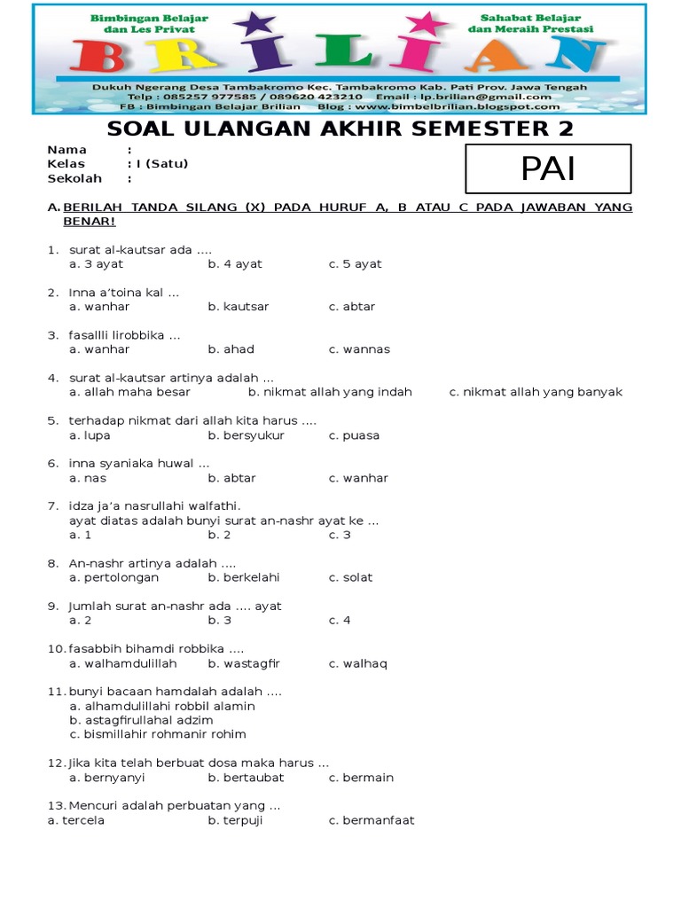 Terbukti! 7 Tips Jitu Menguasai Soal PAI Kelas 1 SD Semester 2 Agar Nilai Tinggi di 2026 Terbukti! 7 Tips Jitu Menguasai Soal PAI Kelas 1 SD Semester 2 Agar Nilai Tinggi di 2026