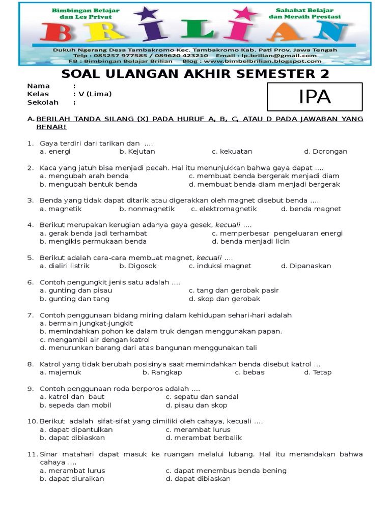 Terbukti Rahasia Soal IPA Kelas 5 Semester 2 Kurikulum 2013 yang Bikin Nilai Naik Sekejap