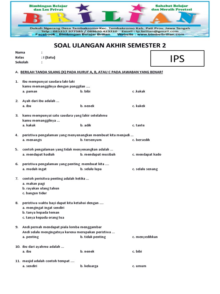 Terbukti Rahasia Soal IPS Kelas 1 SD Semester 2 yang Membantu Anak Sukses Sekarang
