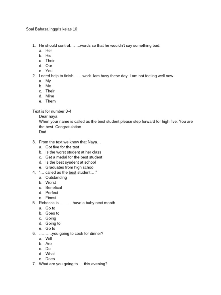 Terungkap! 5 Contoh Soal Bahasa Inggris Kelas 10 Semester 2 KTSP 2006 Viral di Media Sosial