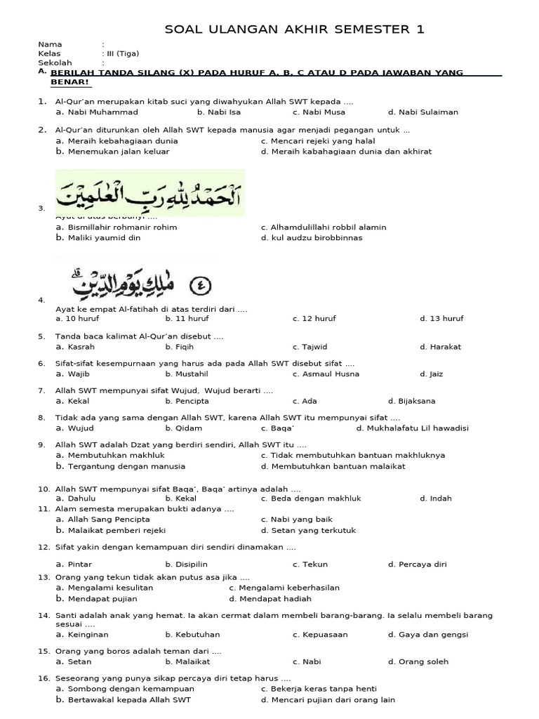 5 Rahasia Menjawab soal agama islam kelas 3 sd agar Nilai Anak Langsung Sempurna