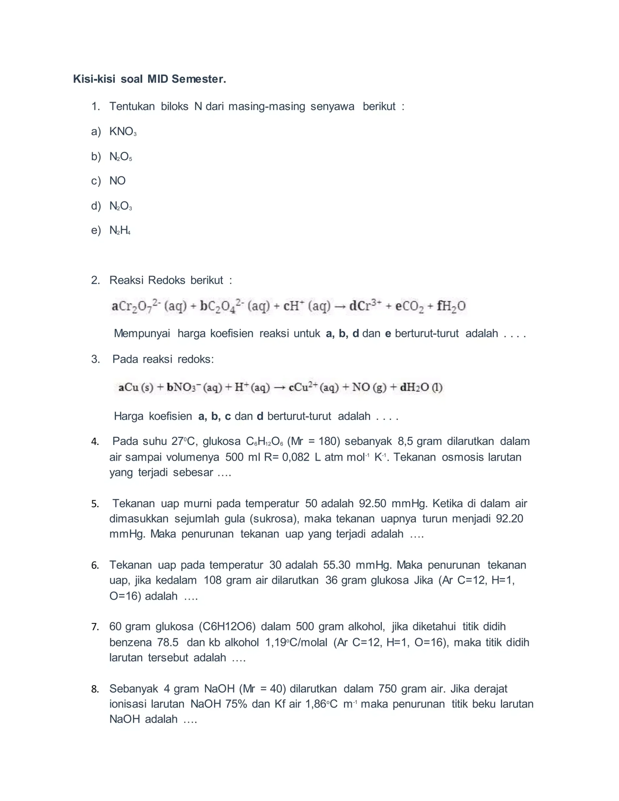 Rahasia Skor Tinggi Ternyata Sering Latihan Soal Kimia Kelas XII Semester 1 Ini