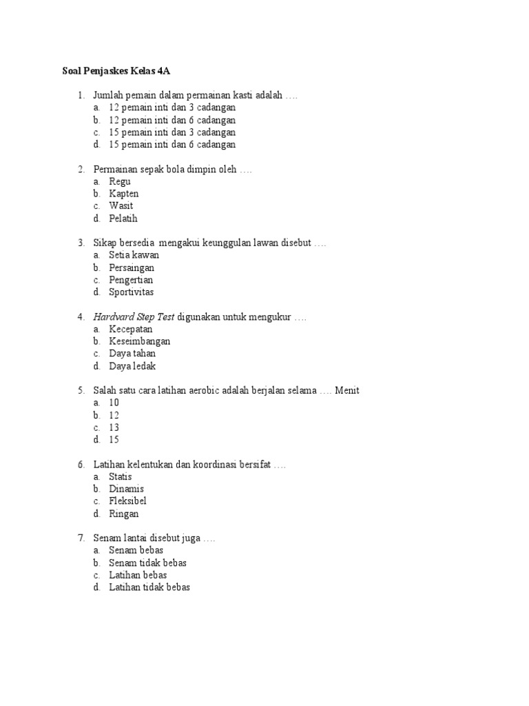 Ternyata Ini Kunci Jawaban Soal Penjas Kelas 4 BSE DOC Yang Wajib Kamu Tahu Sekarang Ternyata Ini Kunci Jawaban Soal Penjas Kelas 4 BSE DOC Yang Wajib Kamu Tahu Sekarang