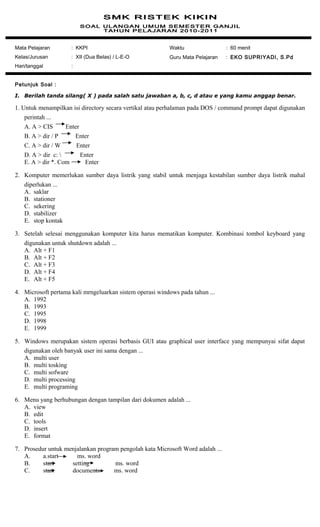 Wajib Tahu! Bocoran Latihan Soal KKPI Kelas XII Semester 1 Agar Nilai Langsung Melejit