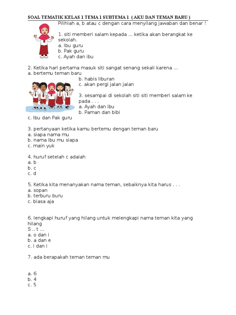 Wajib Tahu! Kumpulan latihan soal kurikulum 2013 kelas 1 tema 1 subtema 1 Terbaru Wajib Tahu! Kumpulan latihan soal kurikulum 2013 kelas 1 tema 1 subtema 1 Terbaru